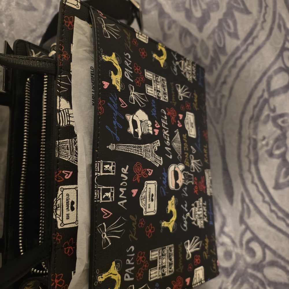 Karl Lagerfeld Black Tote with Colorful Graphics - Picture 8 of 15